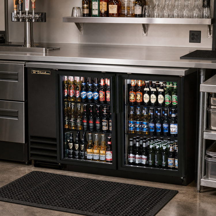 Product image #2 for True 2-Section Glass Door Back Bar Cooler, 58-7/8 Inch Wide, Stainless Steel Top