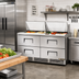 Thumbnail image #2 for True 64-Inch Two-Section 4-Drawer Stainless Steel Sandwich/Salad Prep Table with Rear-Mounted Self-Contained Refrigeration