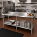 Thumbnail image #2 for John Boos Stallion 120-Inch x 24-Inch 16-Gauge Stainless Steel Work Table with 5-Inch Backsplash and Undershelf