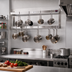 Thumbnail image #2 for John Boos PRW24-X Wall-Mount Double-Bar Stainless Steel Pot Rack with 16 Double Hooks, 96 Inch