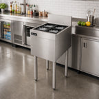 Thumbnail image #2 for Perlick Corporation Quick Ship TS12U2-STK 12-Inch Wide Freestanding Stainless Steel Insulated Underbar Ice Chest, 6 Bottle Wells, 6-Inch Backsplash