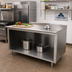 Thumbnail image #2 for Advance Tabco 84-Inch x 24-Inch Stainless Steel Work Table with Open Front Cabinet Base and 1-1/2-Inch Rear Up-Turn