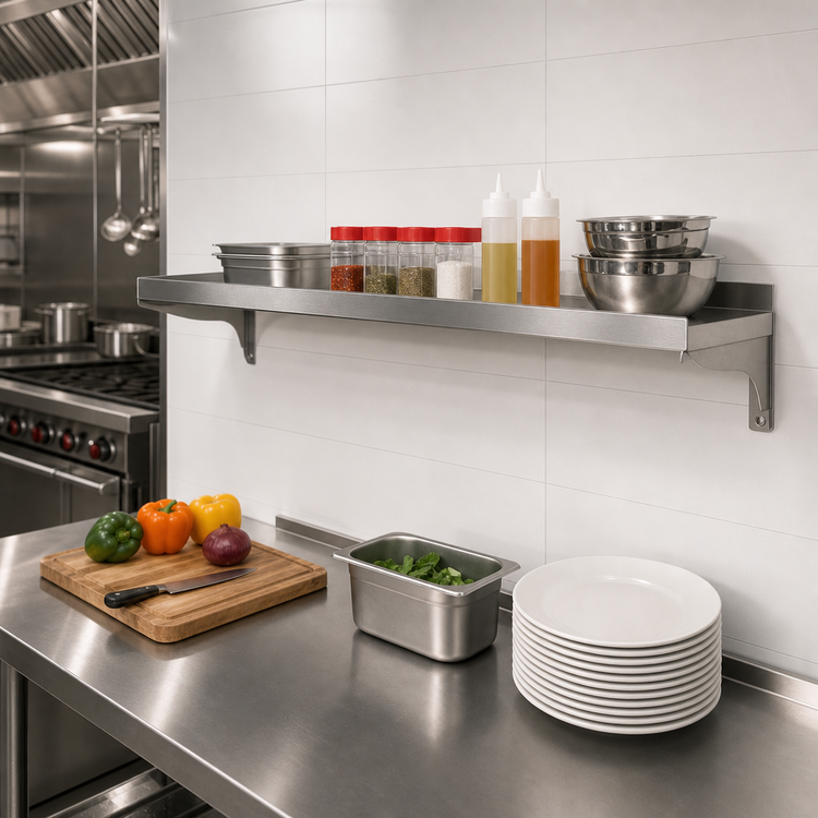 Product image #2 for Eagle Group 36 Inch x 12 Inch Wall-Mounted 16-Gauge 430 Stainless Steel Shelf