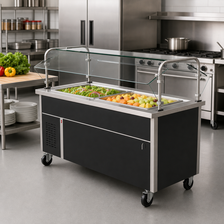Product image #2 for Randell 2-Pan Mobile Modular Self-Contained Refrigerated Cold Food Table with Enclosed Base, 36 x 30 x 35.5 Inches