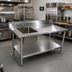Thumbnail image #2 for John Boos 60 Inch x 30 Inch Stainless Steel Prep Sink Work Table, Left Bowl, 5 Inch Backsplash, Adjustable Undershelf