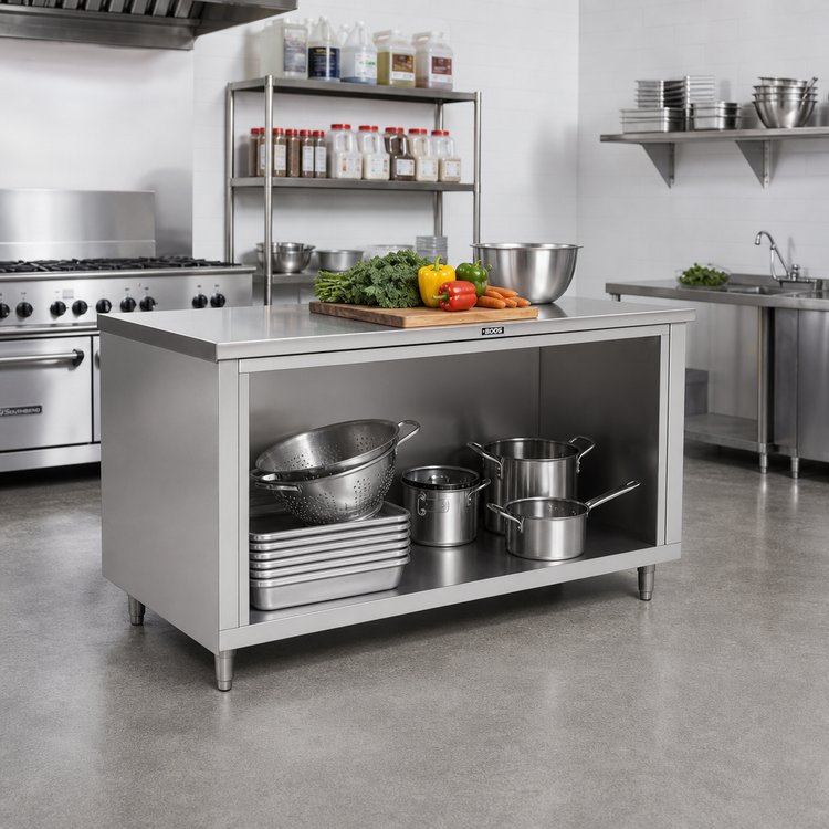 Product image #2 for John Boos 60-Inch x 24-Inch Stainless Steel Open Front Cabinet Base Work Table