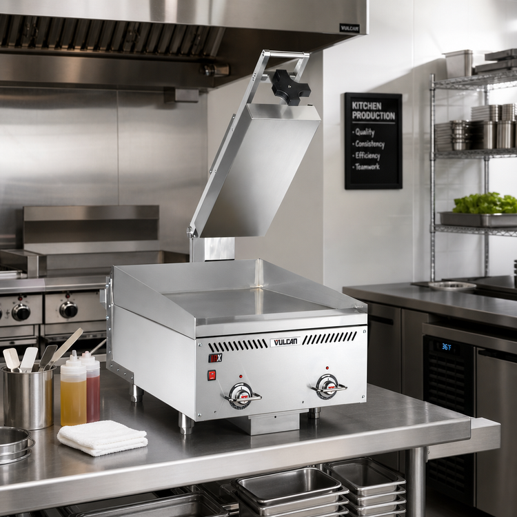 Product image #3 for Vulcan Rapid Recovery Electric Manual Clamshell Hood for Griddles, 10.4" x 22.9", 240V