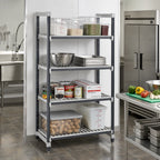 Thumbnail image #2 for Cambro Camshelving® Elements EXU187264V4480 4-Tier Stationary Vented Polymer Shelving Starter Unit, 18 x 72 x 64 Inches, Speckled Gray