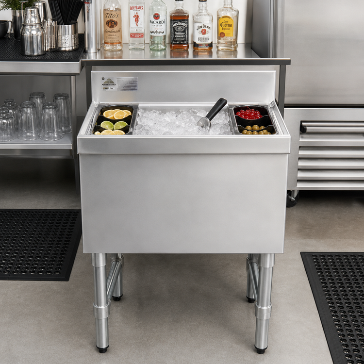 Product image #2 for Advance Tabco Underbar Basics™ 42-Inch Stainless Steel Cocktail Unit Bar Ice Bin with 7-Circuit Cold Plate
