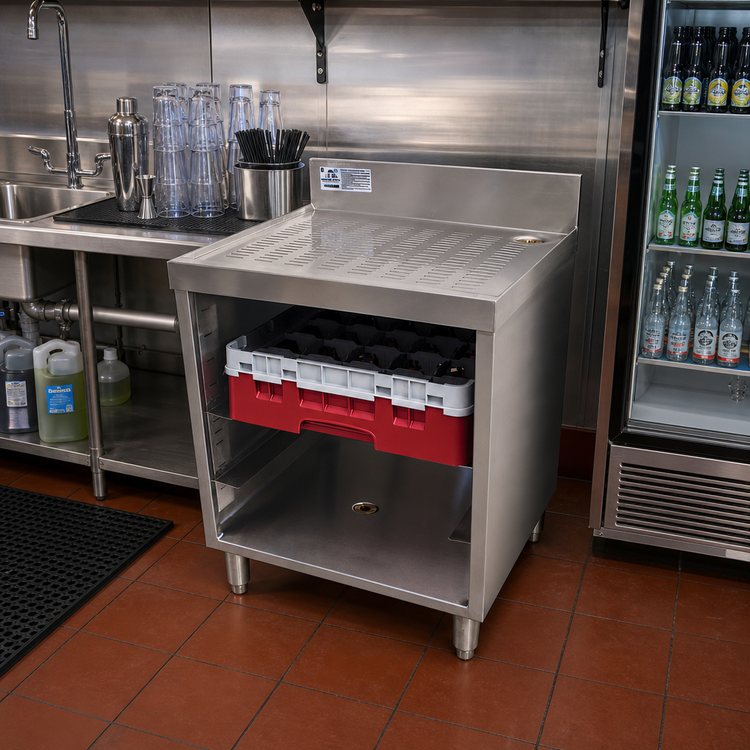 Product image #2 for Advance Tabco Underbar Basics Closed Glass Rack Cabinet, 3-Rack Capacity, Drainboard Top, 24 x 21 x 33 Inches