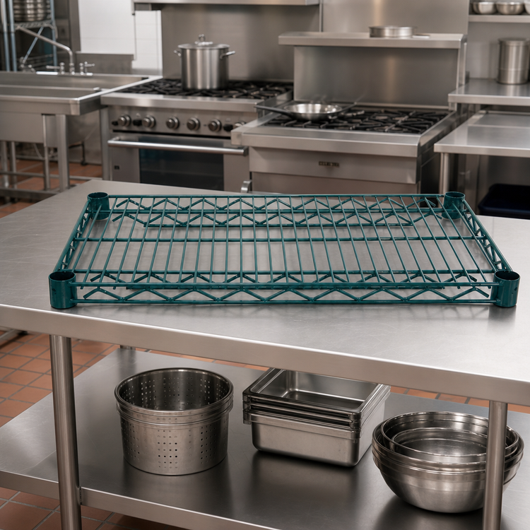 Product image #3 for Advance Tabco Special Value Series Heavy-Duty Wire Shelf, 60 Inch W x 24 Inch D, Green Epoxy Coated