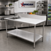 Thumbnail image #2 for Omcan 60-Inch Stainless Steel Work Table with Left Prep Sink, Backsplash, and Undershelf