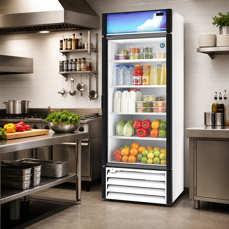 Product image #2 for 26 Cu. Ft. White Glass Door Reach-In Merchandiser, One Section, Bottom-Mount Self-Contained
