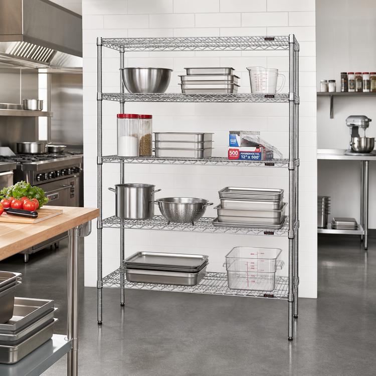 Product image #2 for Eagle Group 4-Tier Starter Wire Shelving Unit, 48W x 24D x 63H, Stainless Steel Finish