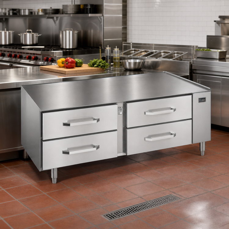 Product image #2 for Randell 65-Inch Two-Section Remote Refrigerated Chef Base Equipment Stand with 4 Drawers
