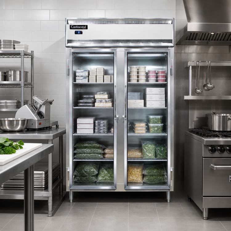 Product image #2 for Continental Refrigerator D2FSNGD Designer Line 2-Section Shallow Depth Reach-In Glass Door Freezer
