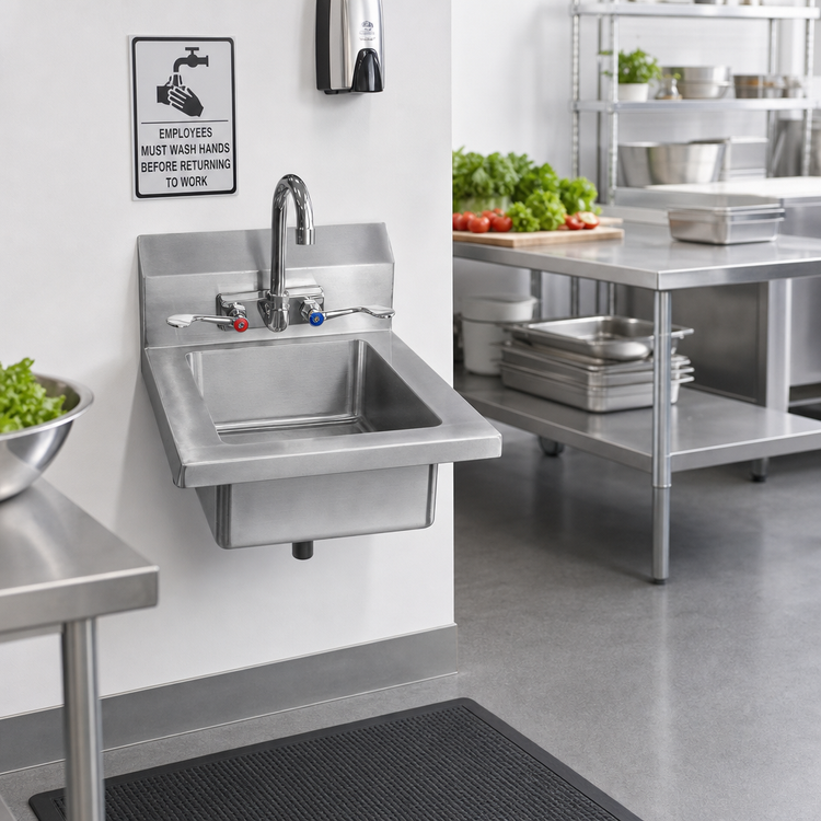 Product image #2 for MixRite MRS-HS-14 14-Inch Wall-Mounted Stainless Steel Hand Sink with Faucet
