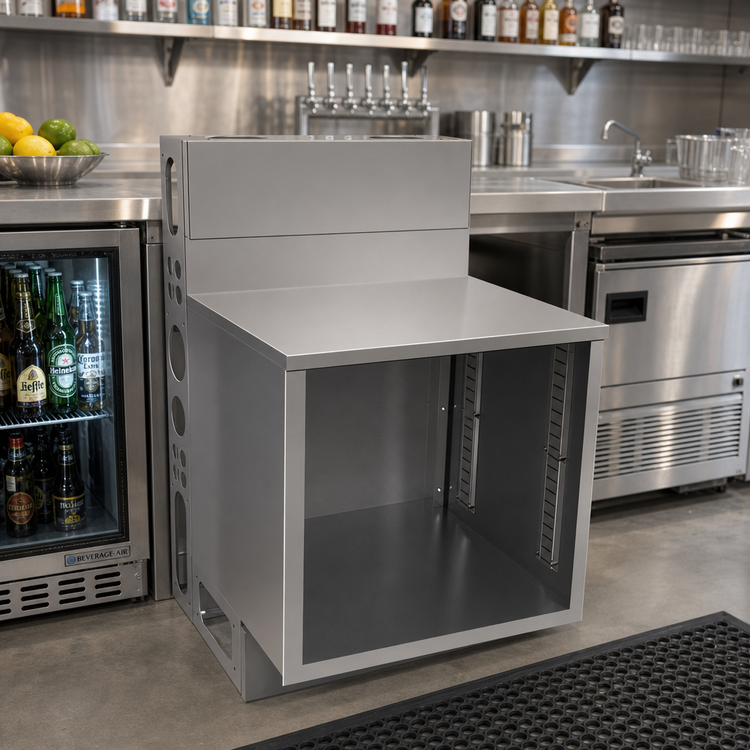 Product image #3 for BK Resources 24 x 21 Inch Top Shelf Underbar Cabinet with Flat Top and Die Wall, No-Door Base Model