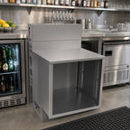 Thumbnail image #3 for BK Resources UBC-DW-21-F24 24 x 21 Inch Stainless Steel Flat Top Underbar Cabinet, Die Wall, No-Door Base