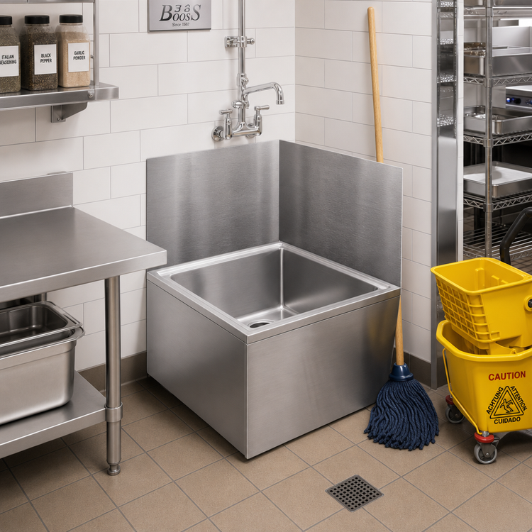 Product image #2 for John Boos 20 x 20 Rear/Left/Right Mop Sink Stainless Steel Wall Guard