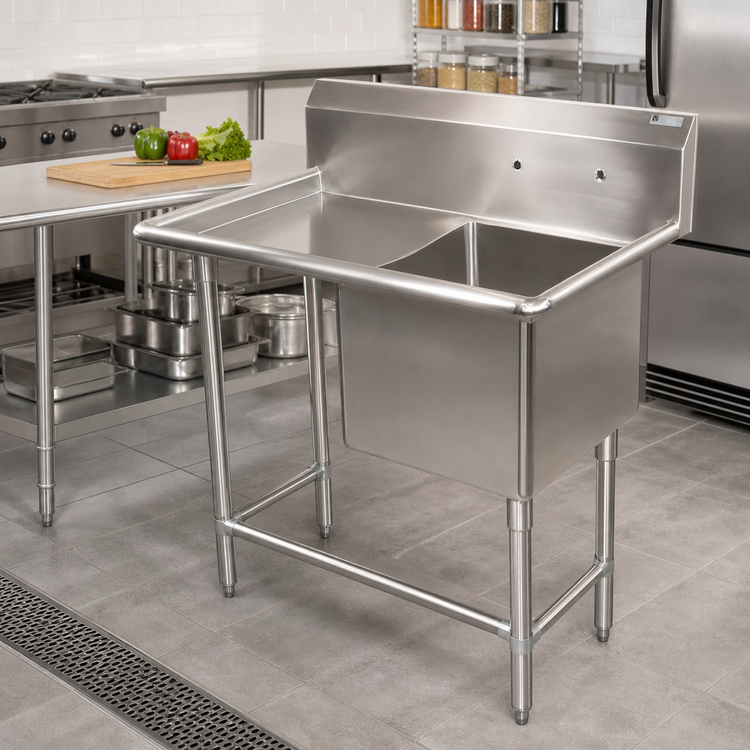Product image #2 for John Boos Pro-Bowl 1-Compartment Stainless Steel Sink with 30-Inch Left Drainboard and 10-Inch Backsplash