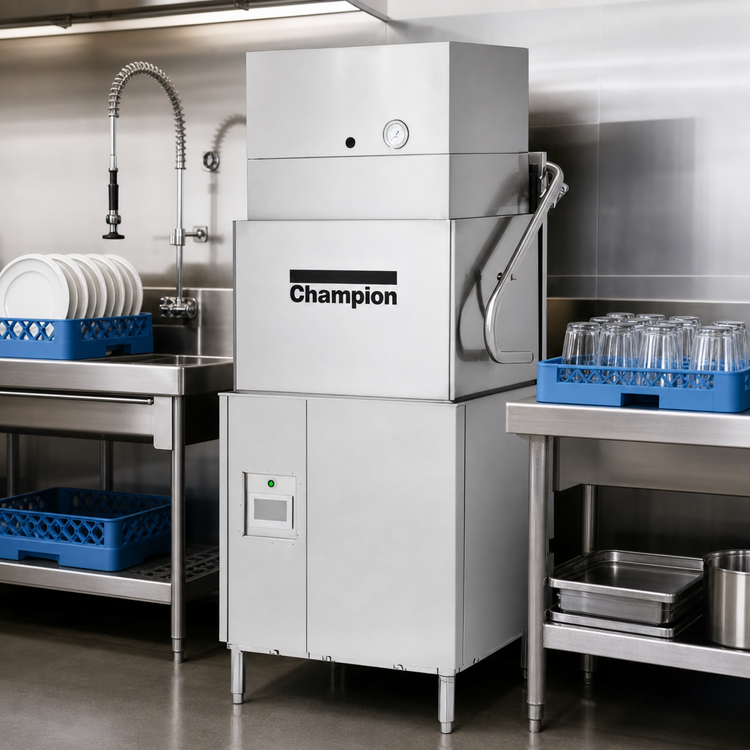 Product image #2 for Champion Genesis DH6000 VHR Ventless Heat Recovery High-Temperature Door-Type Dishwasher with Built-In Booster