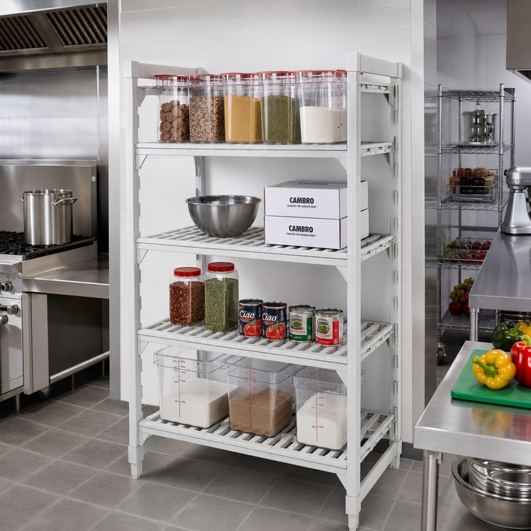 Product image #3 for Camshelving Premium 21" x 72" x 72" 4-Tier Vented Stationary Starter Polymer Shelving Unit