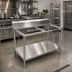 Thumbnail image #2 for Omcan Poly-Top Work Table Frame with Undershelf and 6-Inch Backsplash, 36 x 30 Inch, Stainless Steel