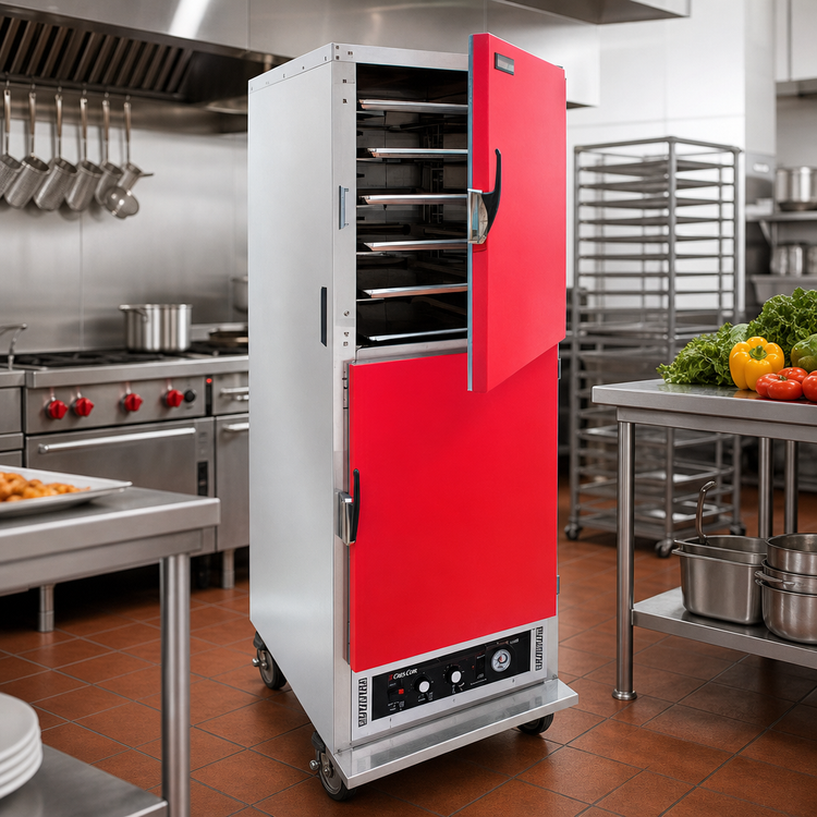 Product image #2 for Cres Cor Insulated Mobile Heated Holding Cabinet with Humidity, 1 Compartment, Red Dutch Doors
