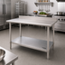 Thumbnail image #2 for Eagle Group BlendPort FL Series Stainless Steel Work Table with 1-1/2 Inch Rear Upturn and Galvanized Undershelf, 72 x 30 Inches