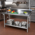 Thumbnail image #2 for BK Resources 72 Inch x 24 Inch 18-Gauge Stainless Steel Riser Work Table with 5 Inch Backsplash, Galvanized Legs and Undershelf