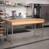 Thumbnail image #2 for Advance Tabco 84-Inch x 30-Inch Wood Top Bakers' Table with Stainless Steel Base and 4-Inch Rear and Side Splashes