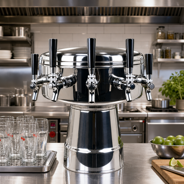 Product image #2 for Micro Matic Mushroom Countertop Air-Cooled Draft Beer Tower with 5 Stainless Steel Faucets