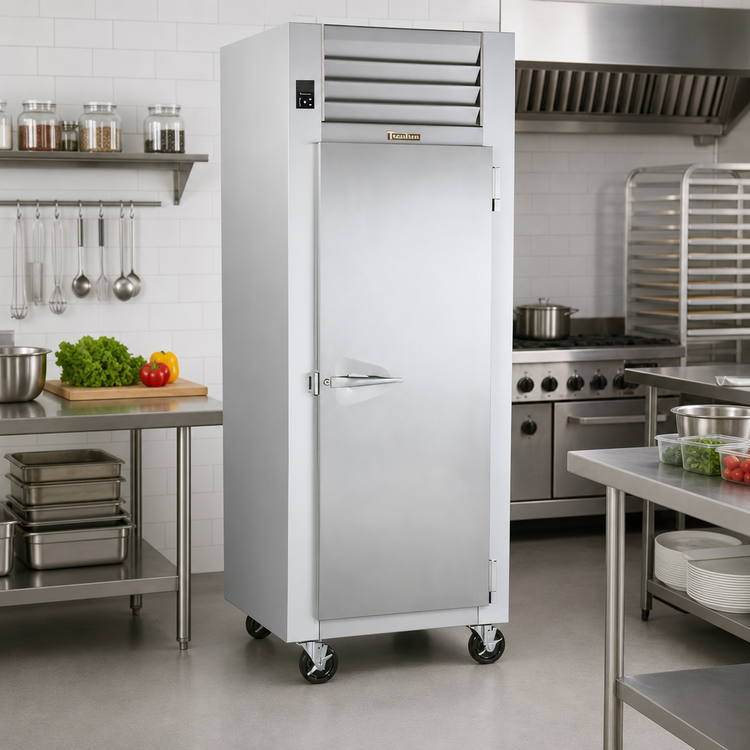 Product image #2 for Traulsen Spec-Line 26-Inch Wide, 32-Inch Deep One-Section Reach-In Freezer with Narrow Half-Height Solid Doors, Self-Contained