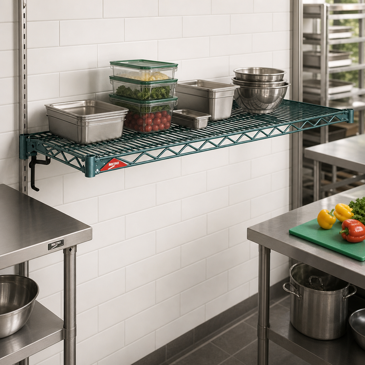 Product image #2 for Metro Super Erecta Super Adjustable Wire Shelf, 60"W x 21"D, Metroseal 3 Green Epoxy Coated with Microban
