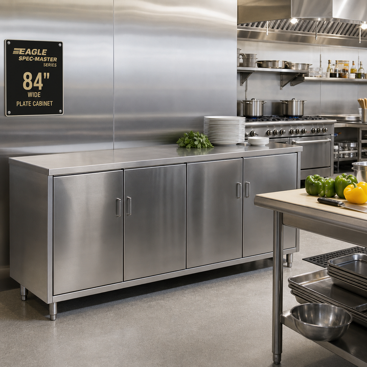 Product image #2 for Eagle Spec-Master Series 84-Inch Wide 4-Door Stainless Steel Plate Cabinet with Hinged Doors