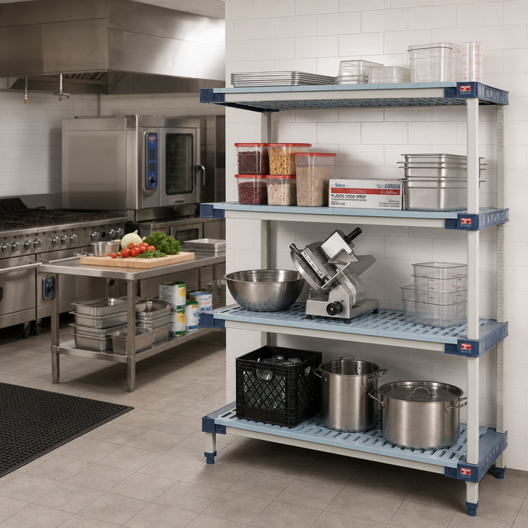 Product image #2 for MetroMax 4 60-Inch W x 18-Inch D x 74-Inch H 4-Shelf Add-On Polymer Shelving Unit