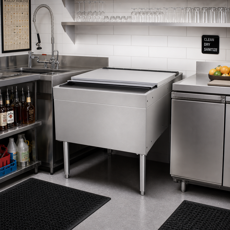 Product image #2 for Glastender Pass-Thru Service Station Ice Bin with 10-Circuit Cold Plate, 24 x 38 Inch, 175 lb. Capacity