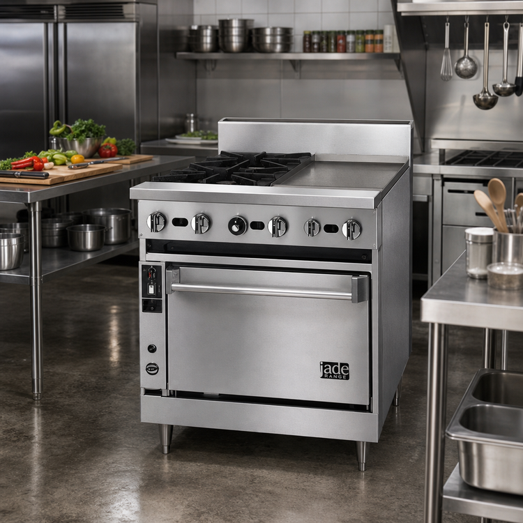 Product image #2 for Jade Range Bistro JBR-12G-2-24C 24-Inch Gas Restaurant Range with (2) Open Burners, 12-Inch Griddle, and Convection Oven