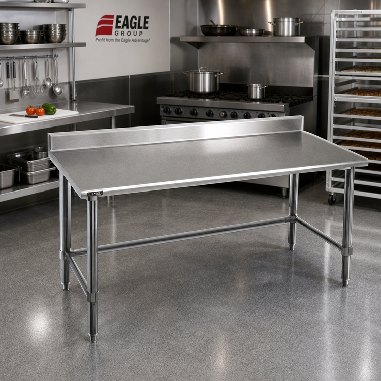 Product image #2 for Eagle Deluxe Series Stainless Steel Work Table, 60W x 36D, with 4-1/2 Inch Backsplash