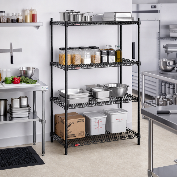 Product image #2 for Add-A-Shelf 4-Tier Stationary Wire Shelving Starter Unit, 36W x 24D x 63H, Black Epoxy