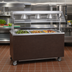 Thumbnail image #2 for Vollrath 2-Series 46-Inch 3-Pan Non-Refrigerated Cold Food Station with Buffet Breath Guard and Walnut Woodgrain Storage Base