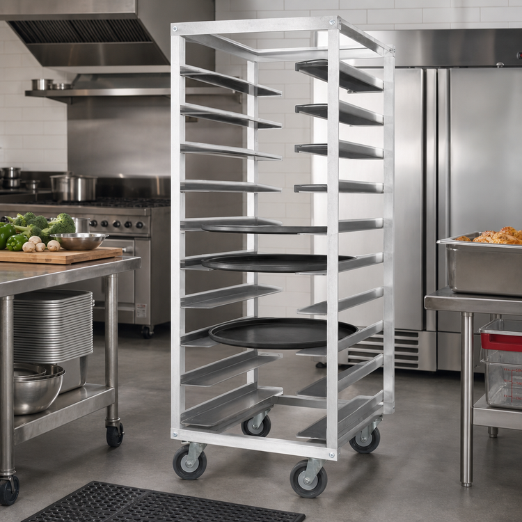 Product image #2 for Metro Mobile Pass-Thru Aluminum Oval Tray Rack, 10-Tray Capacity, 27 x 29 x 70-1/4 Inches