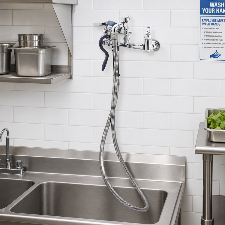 Product image #2 for Wall-Mount Mixing Pre-Rinse Spray Assembly with 68-Inch Hose