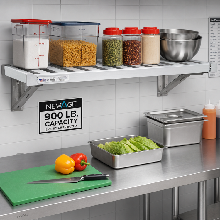 Product image #3 for New Age Adjustable Heavy-Duty T-Bar Shelf, 24 x 48 Inches, Aluminum, 900 lb Capacity