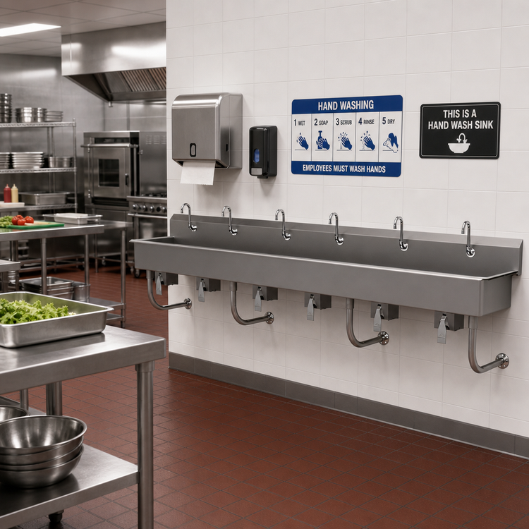 Product image #2 for Advance Tabco 6-Station Wall-Mounted Multiwash Hand Sink with Knee Valves