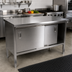 Thumbnail image #2 for John Boos 48-Inch x 30-Inch Stainless Steel Enclosed Work Table with Cabinet Base and Sliding Doors