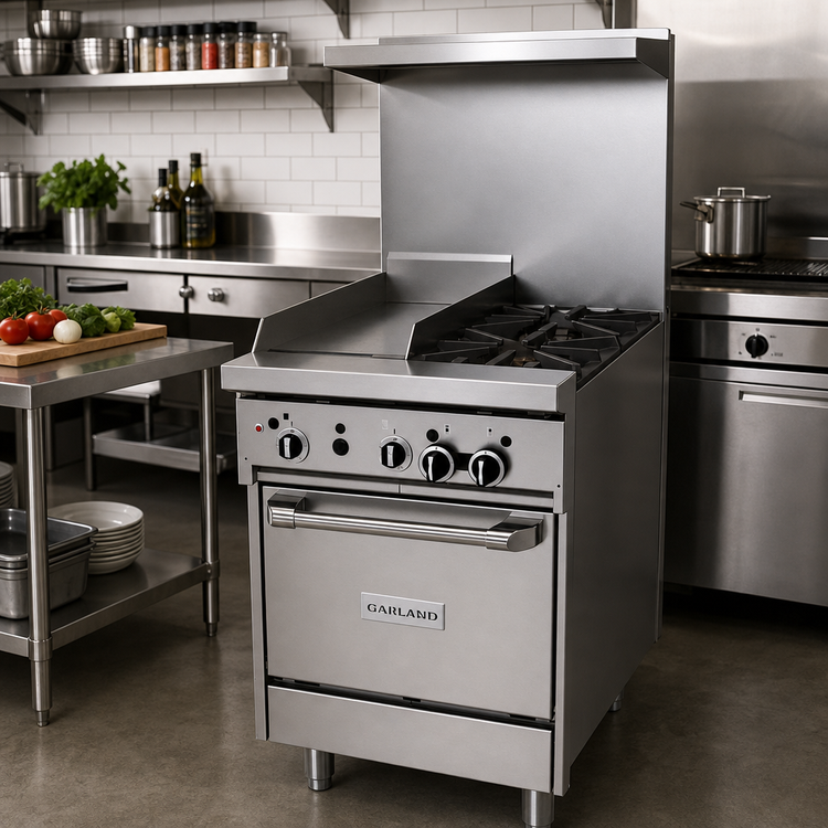 Product image #2 for Garland GFE Starfire Pro 24-Inch Gas Restaurant Range with 2 Open Burners, 12-Inch Thermostatic Griddle and Space Saver Oven