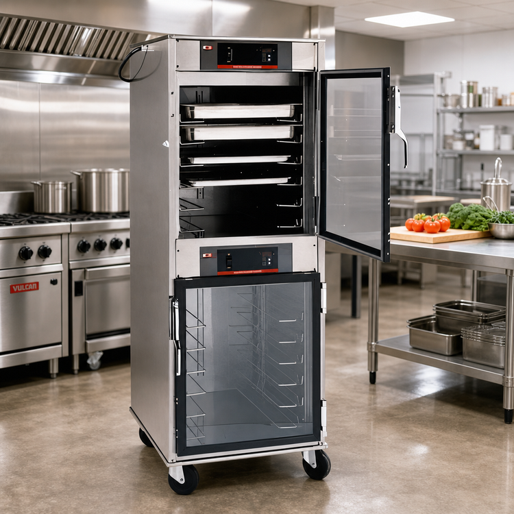 Product image #2 for hotLOGIX HL8-12 Full Height Insulated Stainless Steel Heated Holding Cabinet, 2 Compartment