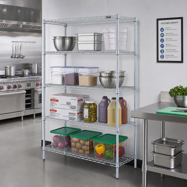 Product image #2 for EAGLEbrite 4-Tier Wire Starter Shelving Unit, 42"W x 24"D x 74"H, Zinc Finish